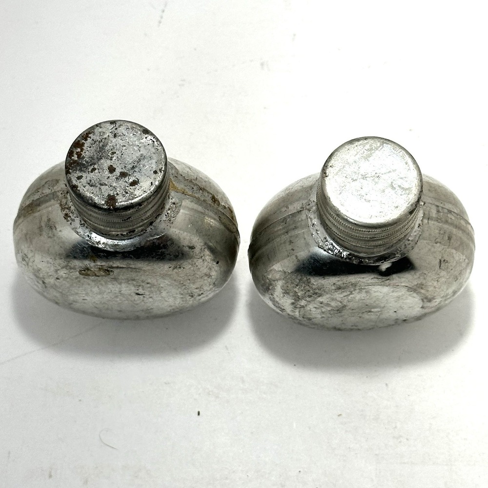 Vintage Steel Gun Oil Bottles Pair Round Military Rifle Oiler Screw Cap - Picture 2 of 10